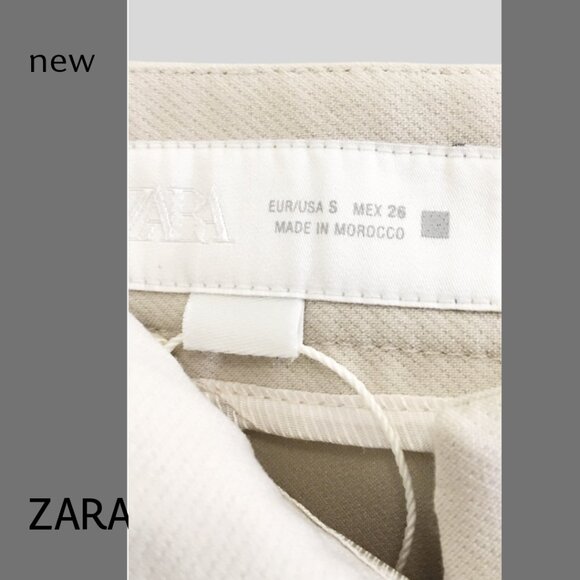 NEW ZARA Neutral Pants Trousers, Sz S - Picture 3 of 4